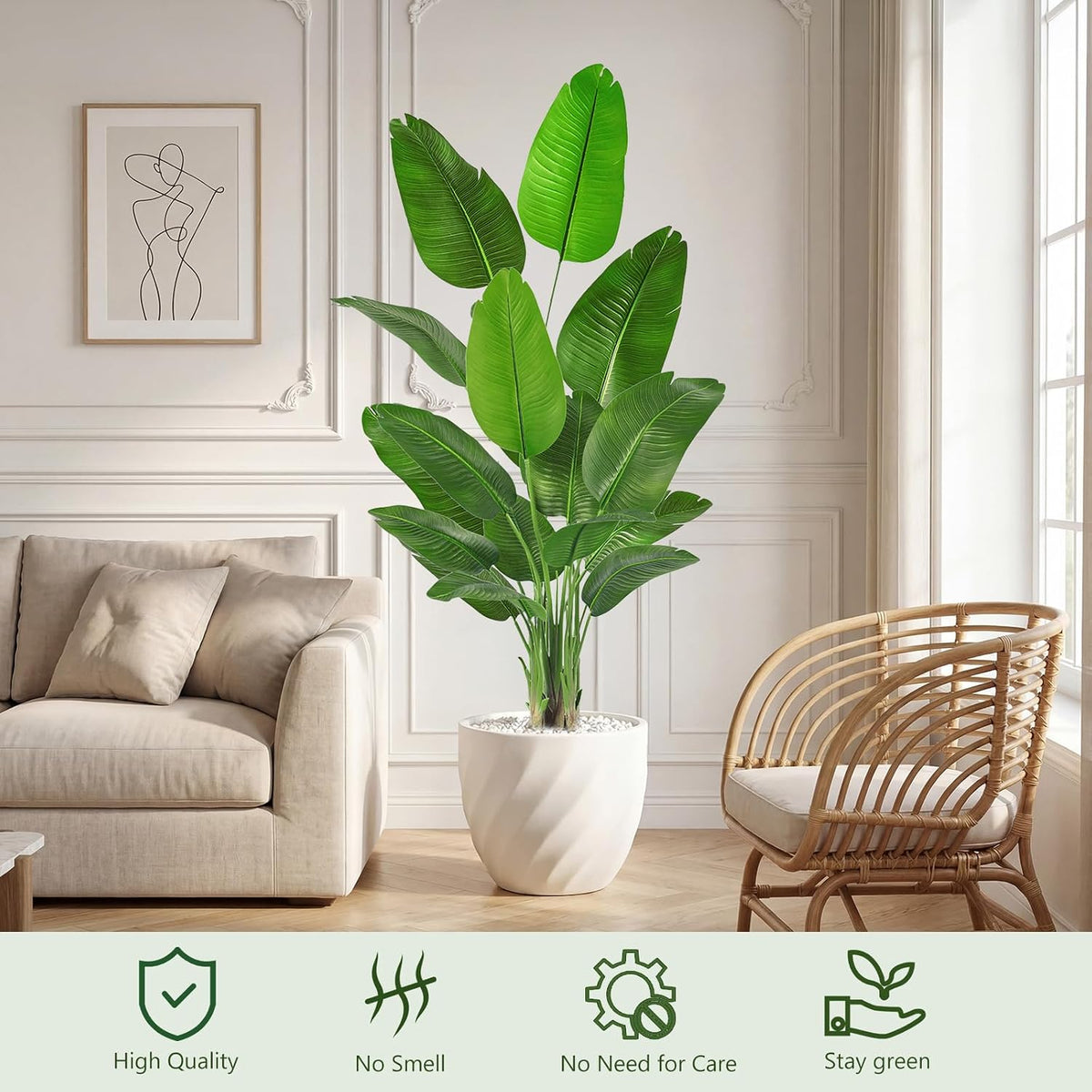 Birds of Paradise Artificial Plants Indoor, 4FT Fake Banana Tree