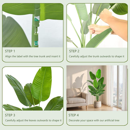 Birds of Paradise Artificial Plants Indoor, 4FT Fake Banana Tree