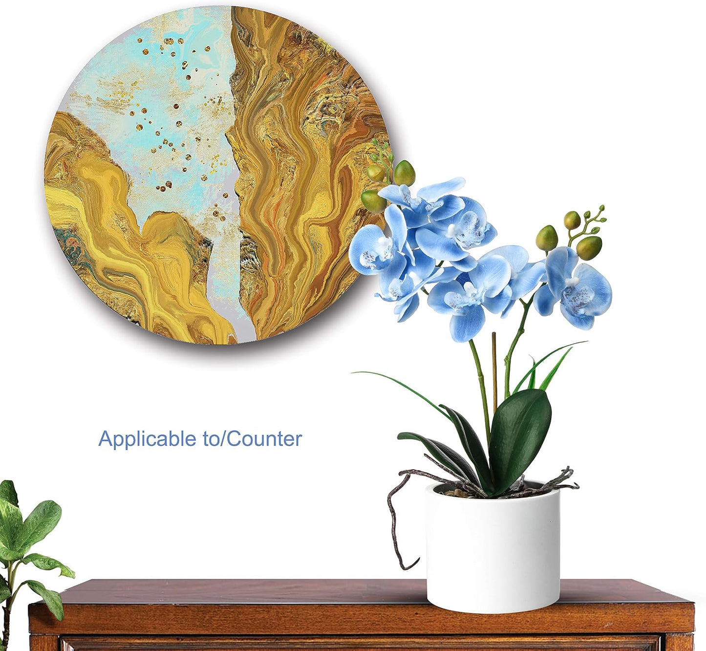 Jusdreen Artificial Purple Orchid in Glass Vase, Realistic Phalaenopsis Arrangement with Potting for Home Office Table Decor, 14.5 Inch Flower Centerpiece