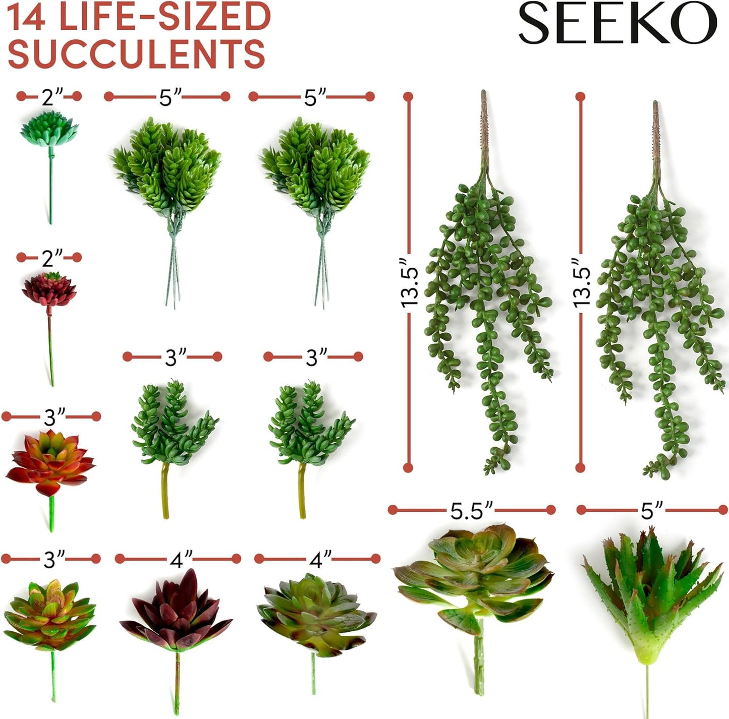 Fake Succulents 28 Pcs - Premium Artificial Faux Succulents Plants | Premium Faux succulents for indoors & outdoors, uv resistant, realistic DIY home & office decor, no watering needed