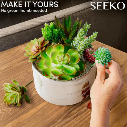 Fake Succulents 28 Pcs - Premium Artificial Faux Succulents Plants | Premium Faux succulents for indoors & outdoors, uv resistant, realistic DIY home & office decor, no watering needed