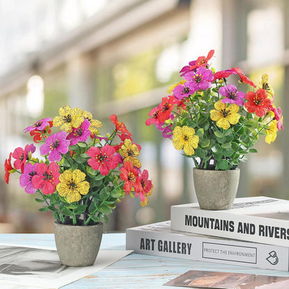 2 Pack Small Fake Plants Potted Artificial Plants Artificial Flowers Potted