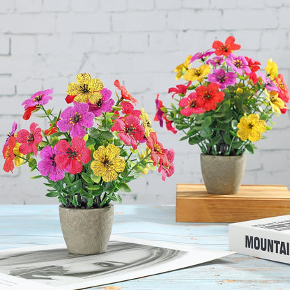 2 Pack Small Fake Plants Potted Artificial Plants Artificial Flowers Potted