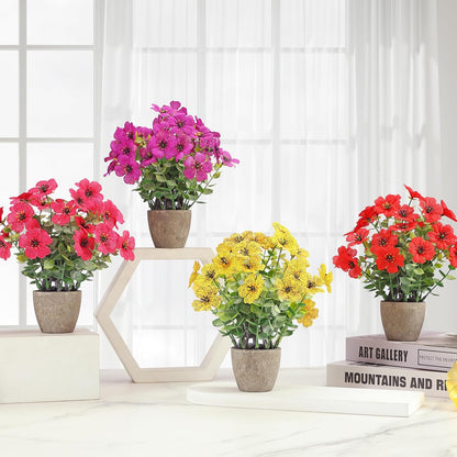 2 Pack Small Fake Plants Potted Artificial Plants Artificial Flowers Potted