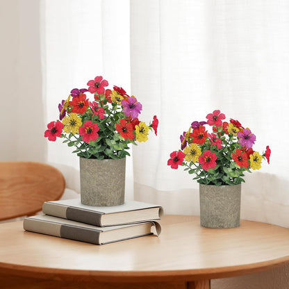 2 Pack Small Fake Plants Potted Artificial Plants Artificial Flowers Potted