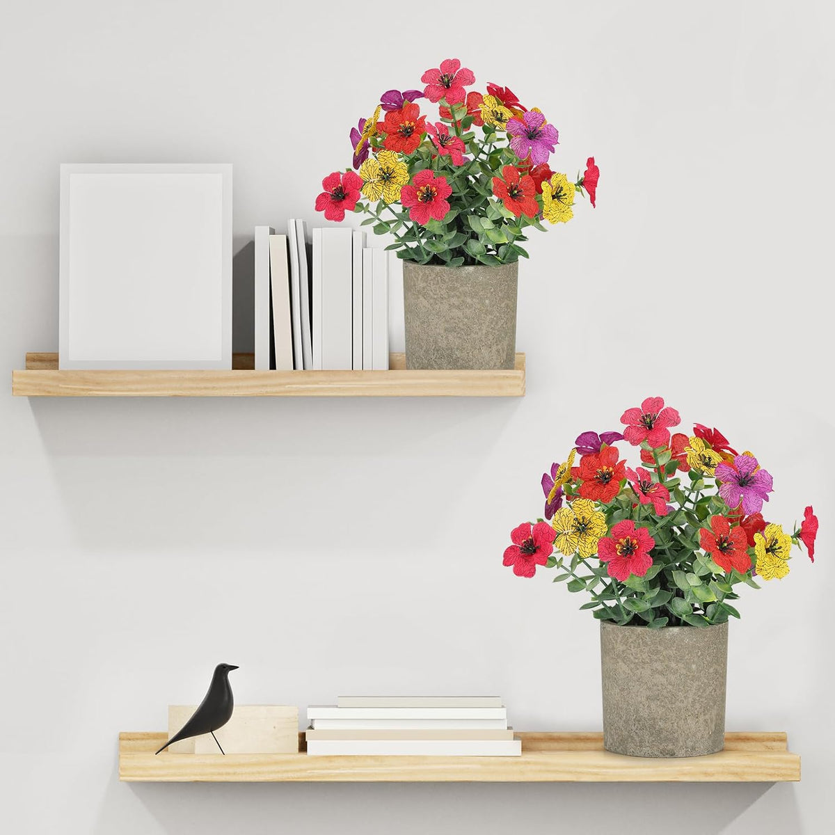 2 Pack Small Fake Plants Potted Artificial Plants Artificial Flowers Potted