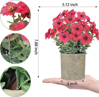 2 Pack Small Fake Plants Potted Artificial Plants Artificial Flowers Potted