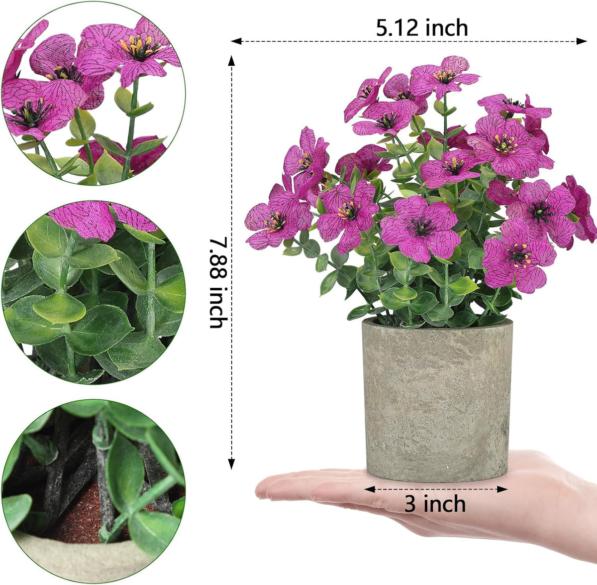 2 Pack Small Fake Plants Potted Artificial Plants Artificial Flowers Potted