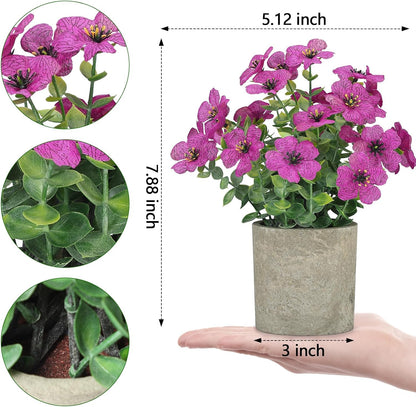 2 Pack Small Fake Plants Potted Artificial Plants Artificial Flowers Potted