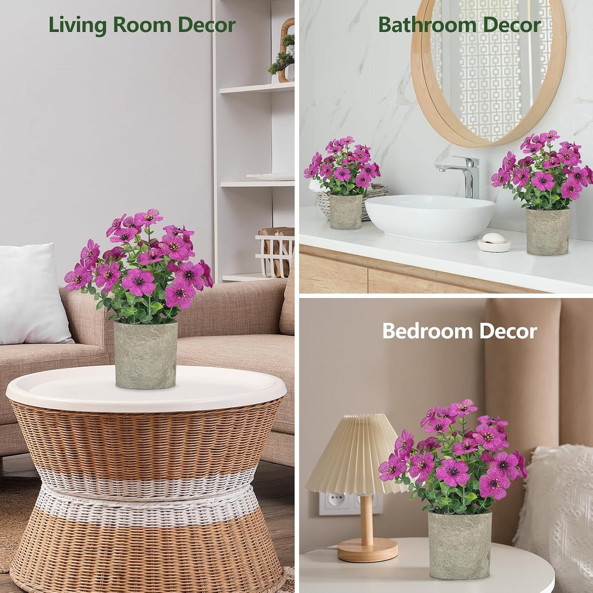 2 Pack Small Fake Plants Potted Artificial Plants Artificial Flowers Potted