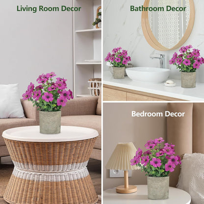 2 Pack Small Fake Plants Potted Artificial Plants Artificial Flowers Potted