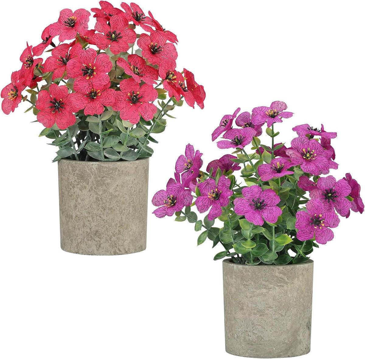 2 Pack Small Fake Plants Potted Artificial Plants Artificial Flowers Potted