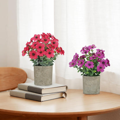 2 Pack Small Fake Plants Potted Artificial Plants Artificial Flowers Potted
