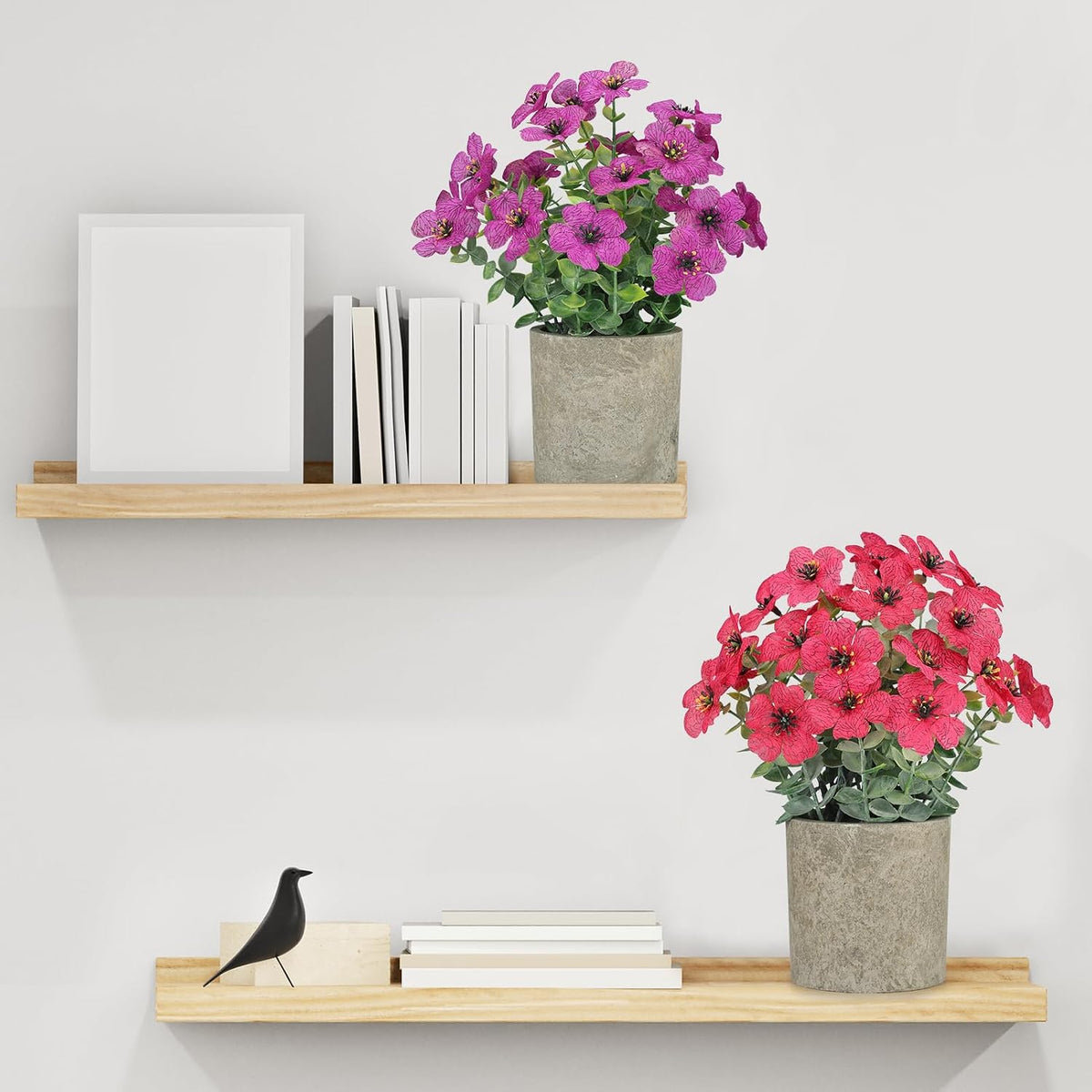 2 Pack Small Fake Plants Potted Artificial Plants Artificial Flowers Potted