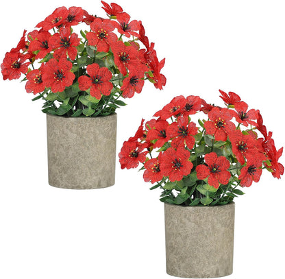 2 Pack Small Fake Plants Potted Artificial Plants Artificial Flowers Potted