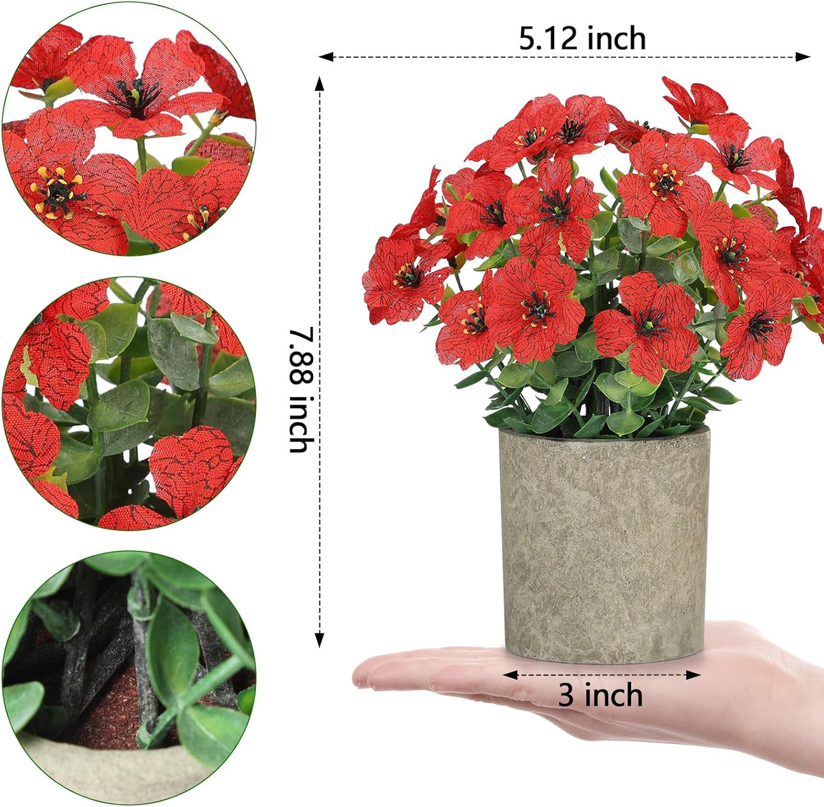 2 Pack Small Fake Plants Potted Artificial Plants Artificial Flowers Potted