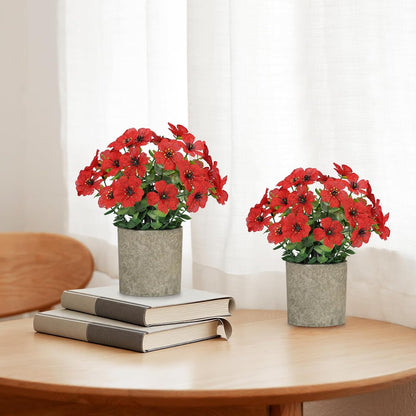 2 Pack Small Fake Plants Potted Artificial Plants Artificial Flowers Potted