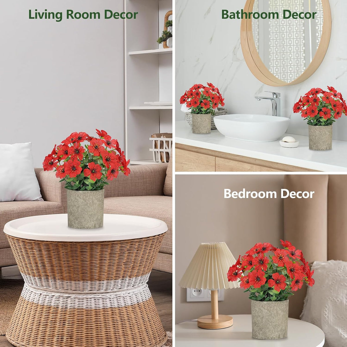 2 Pack Small Fake Plants Potted Artificial Plants Artificial Flowers Potted