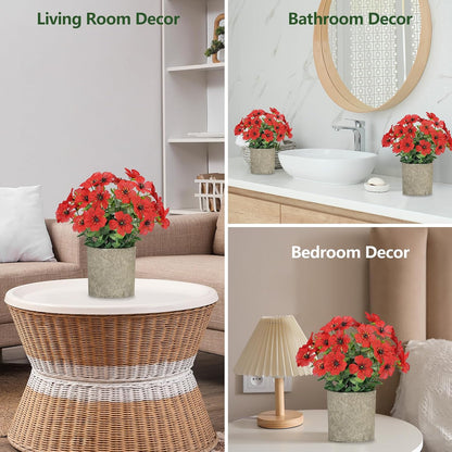 2 Pack Small Fake Plants Potted Artificial Plants Artificial Flowers Potted