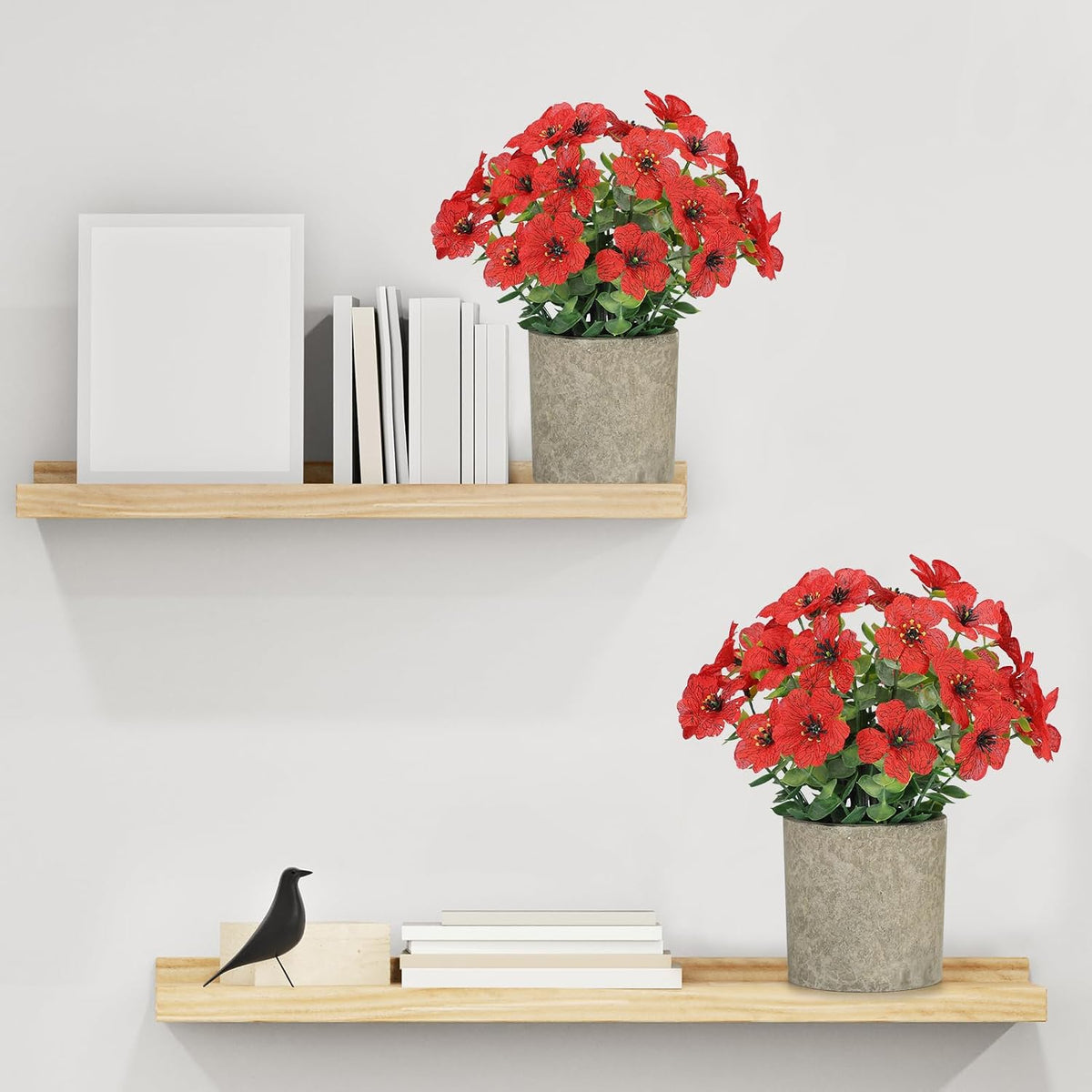 2 Pack Small Fake Plants Potted Artificial Plants Artificial Flowers Potted