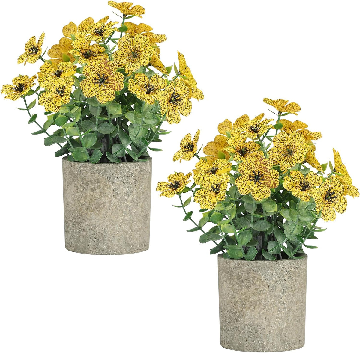 2 Pack Small Fake Plants Potted Artificial Plants Artificial Flowers Potted