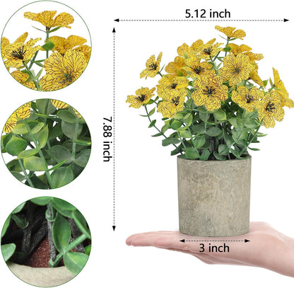 2 Pack Small Fake Plants Potted Artificial Plants Artificial Flowers Potted
