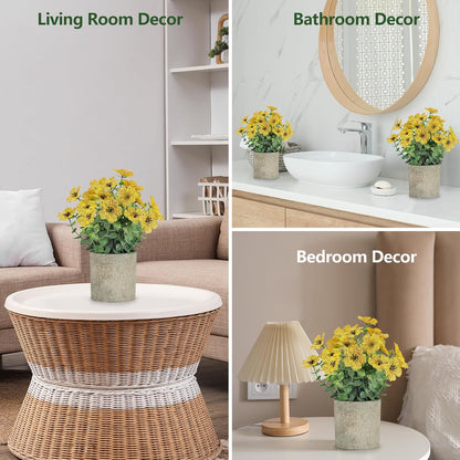 2 Pack Small Fake Plants Potted Artificial Plants Artificial Flowers Potted