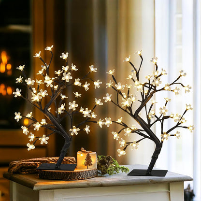 Artificial Tree for Christmas Decorations, 2FT Birch Tree with LED Lights, Warm White Fairy Lights Spirit Tree Lamp for Home Indoor Tabletop Centerpiece, Battery Powered, Timer