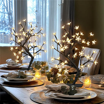 Artificial Tree for Christmas Decorations, 2FT Birch Tree with LED Lights, Warm White Fairy Lights Spirit Tree Lamp for Home Indoor Tabletop Centerpiece, Battery Powered, Timer