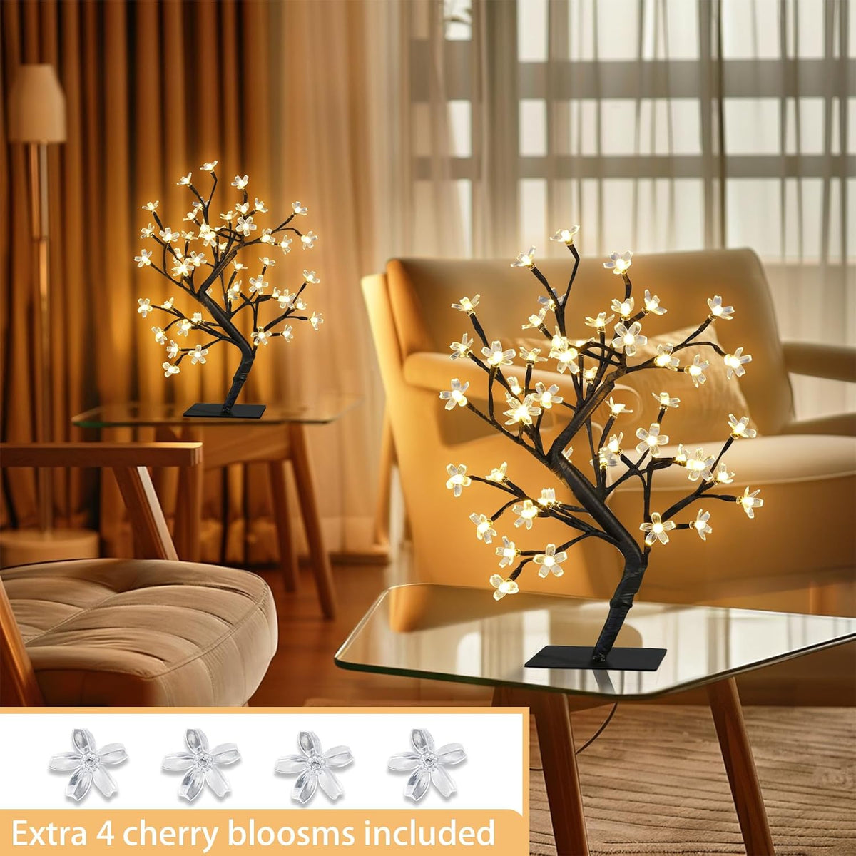 Artificial Tree for Christmas Decorations, 2FT Birch Tree with LED Lights, Warm White Fairy Lights Spirit Tree Lamp for Home Indoor Tabletop Centerpiece, Battery Powered, Timer