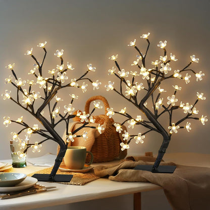 Artificial Tree for Christmas Decorations, 2FT Birch Tree with LED Lights, Warm White Fairy Lights Spirit Tree Lamp for Home Indoor Tabletop Centerpiece, Battery Powered, Timer