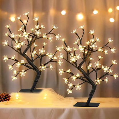 Artificial Tree for Christmas Decorations, 2FT Birch Tree with LED Lights, Warm White Fairy Lights Spirit Tree Lamp for Home Indoor Tabletop Centerpiece, Battery Powered, Timer