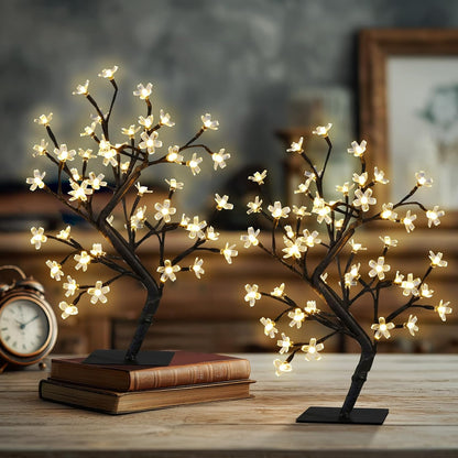 Artificial Tree for Christmas Decorations, 2FT Birch Tree with LED Lights, Warm White Fairy Lights Spirit Tree Lamp for Home Indoor Tabletop Centerpiece, Battery Powered, Timer