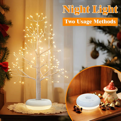 Artificial Tree for Christmas Decorations, 2FT Birch Tree with LED Lights, Warm White Fairy Lights Spirit Tree Lamp for Home Indoor Tabletop Centerpiece, Battery Powered, Timer