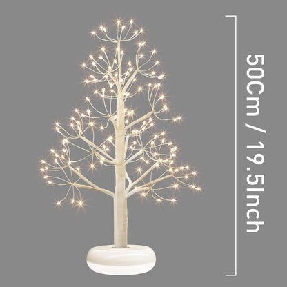 Artificial Tree for Christmas Decorations, 2FT Birch Tree with LED Lights, Warm White Fairy Lights Spirit Tree Lamp for Home Indoor Tabletop Centerpiece, Battery Powered, Timer