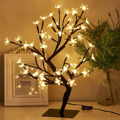 Artificial Tree for Christmas Decorations, 2FT Birch Tree with LED Lights, Warm White Fairy Lights Spirit Tree Lamp for Home Indoor Tabletop Centerpiece, Battery Powered, Timer