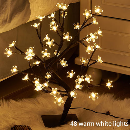 Artificial Tree for Christmas Decorations, 2FT Birch Tree with LED Lights, Warm White Fairy Lights Spirit Tree Lamp for Home Indoor Tabletop Centerpiece, Battery Powered, Timer
