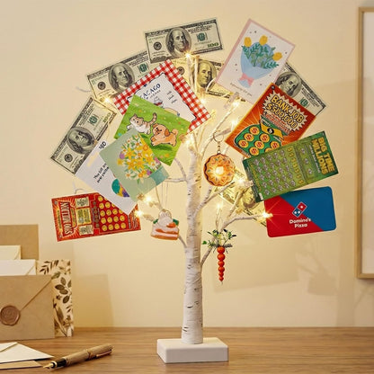Artificial Tree for Christmas Decorations, 2FT Birch Tree with LED Lights, Warm White Fairy Lights Spirit Tree Lamp for Home Indoor Tabletop Centerpiece, Battery Powered, Timer