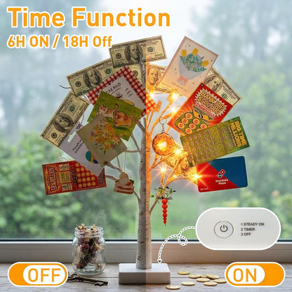 Artificial Tree for Christmas Decorations, 2FT Birch Tree with LED Lights, Warm White Fairy Lights Spirit Tree Lamp for Home Indoor Tabletop Centerpiece, Battery Powered, Timer