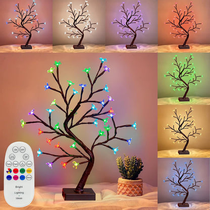 Artificial Tree for Christmas Decorations, 2FT Birch Tree with LED Lights, Warm White Fairy Lights Spirit Tree Lamp for Home Indoor Tabletop Centerpiece, Battery Powered, Timer