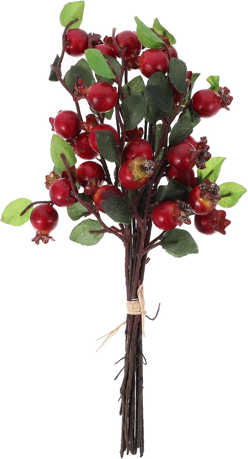 Group of 5 Pomegranate Berries Bouquet Floral Artificial Flowers Pomegranate Berries Branches Artificial Rosehip Berries Simulation Pomegranate Fruit Floral Decor