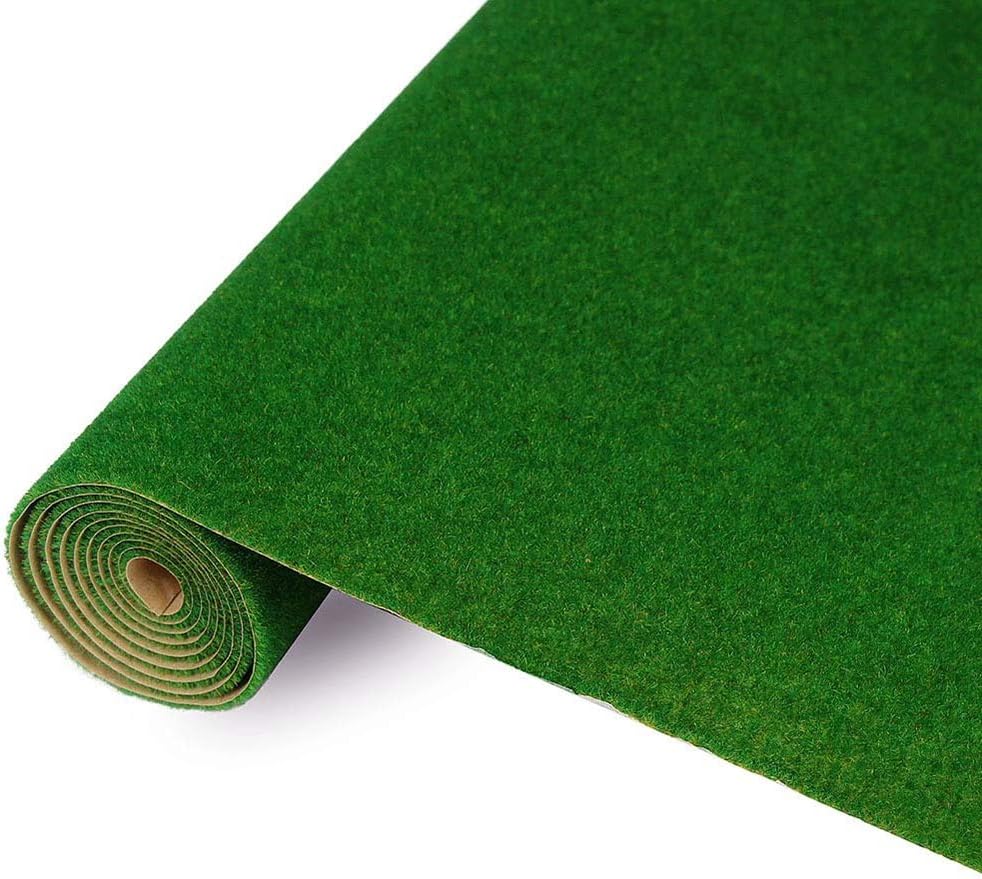 13"x39" Artificial Craft Model Grass Mat DIY Decoration for Scenery Lawn Moss,Not for Garden(Deep Green)