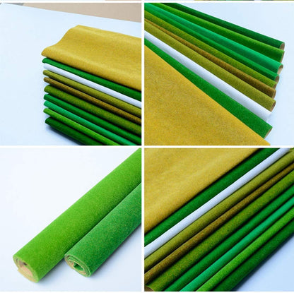 13"x39" Artificial Craft Model Grass Mat DIY Decoration for Scenery Lawn Moss,Not for Garden(Deep Green)
