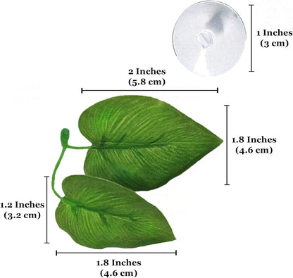Plastic Leaf Plant, Heavy-Duty Ceramic Base, Hiding Spot for Fish, Betta, Angelfish, Gold Fish, Frog, Python, Reptiles, Amphibians (10 Inches, 1 Count)