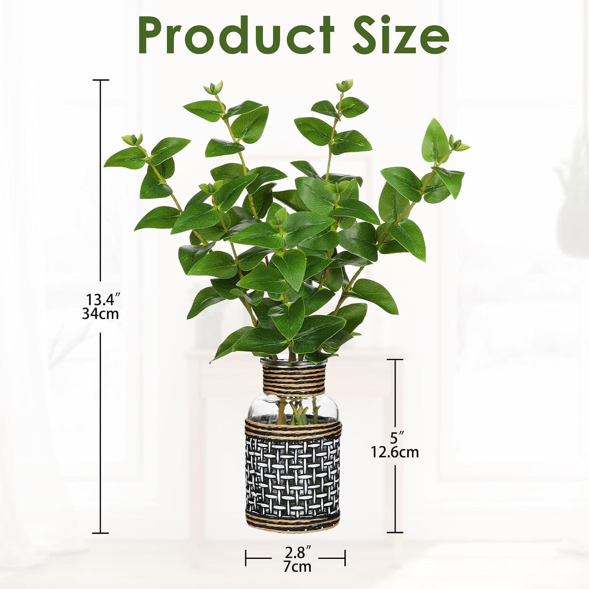 Artificial Lucky Bamboo Plant 17.3 Fake Plant in Rectangular Glass Pot for Centerpiece Table Decorations Farmhouse Wedding Home Greenery Decor