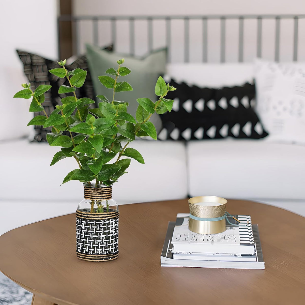 Artificial Lucky Bamboo Plant 17.3 Fake Plant in Rectangular Glass Pot for Centerpiece Table Decorations Farmhouse Wedding Home Greenery Decor