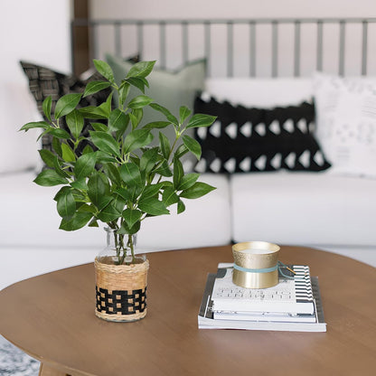 Artificial Lucky Bamboo Plant 17.3 Fake Plant in Rectangular Glass Pot for Centerpiece Table Decorations Farmhouse Wedding Home Greenery Decor