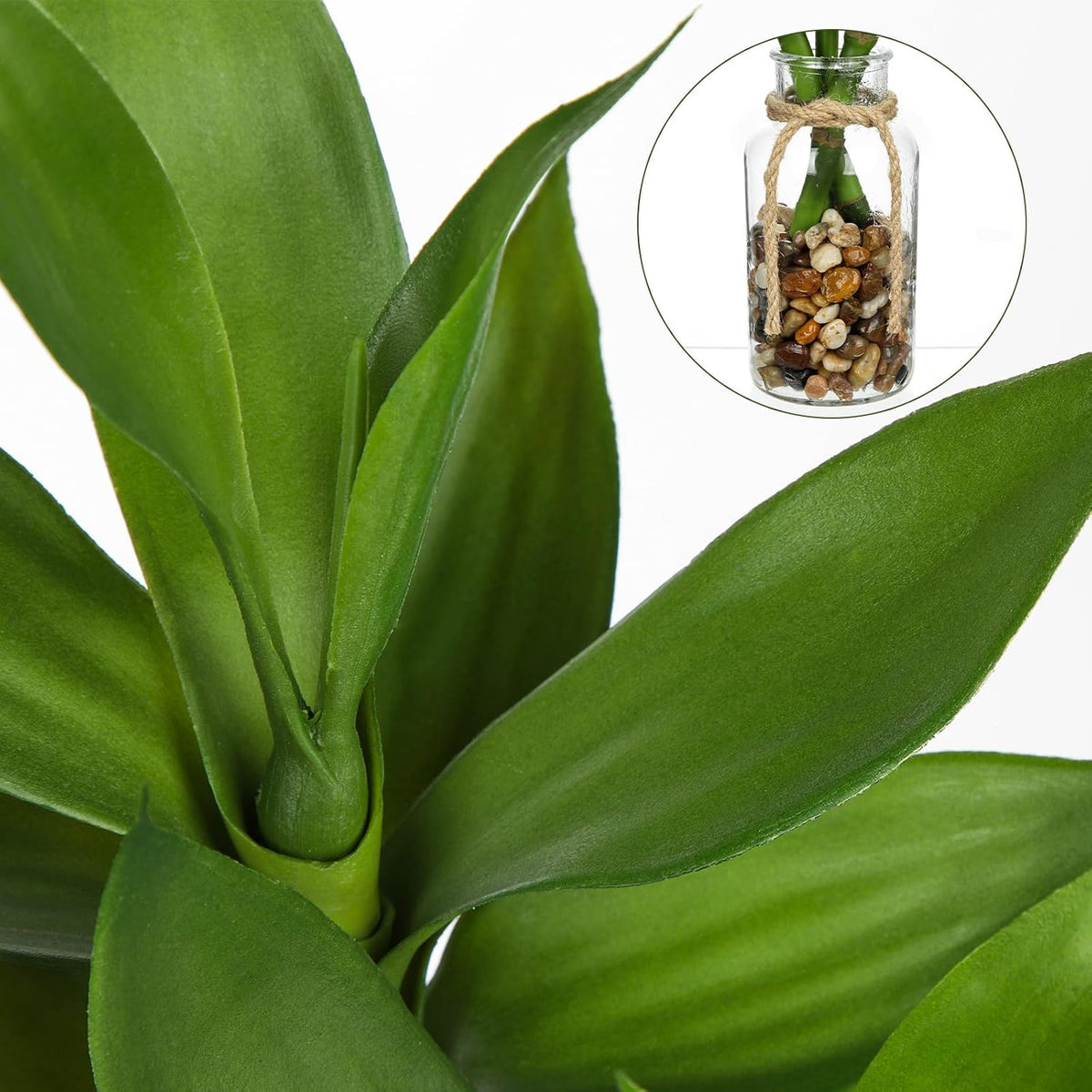 Artificial Lucky Bamboo Plant 17.3 Fake Plant in Rectangular Glass Pot for Centerpiece Table Decorations Farmhouse Wedding Home Greenery Decor