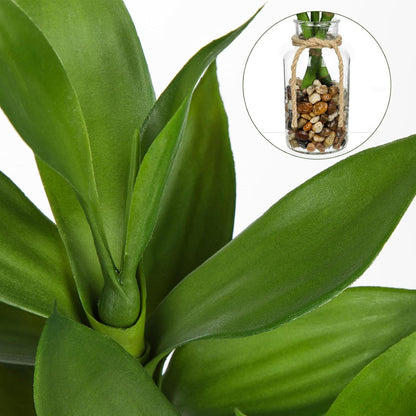 Artificial Lucky Bamboo Plant 17.3 Fake Plant in Rectangular Glass Pot for Centerpiece Table Decorations Farmhouse Wedding Home Greenery Decor