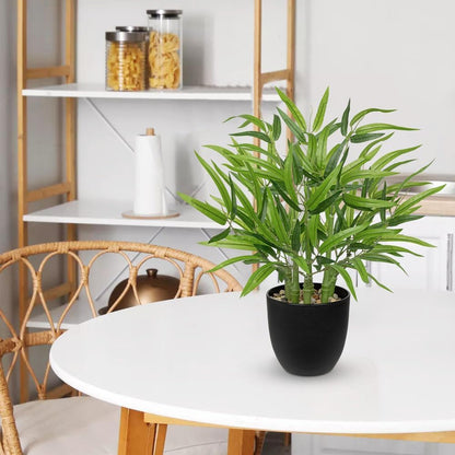 Artificial Lucky Bamboo Plant 17.3 Fake Plant in Rectangular Glass Pot for Centerpiece Table Decorations Farmhouse Wedding Home Greenery Decor